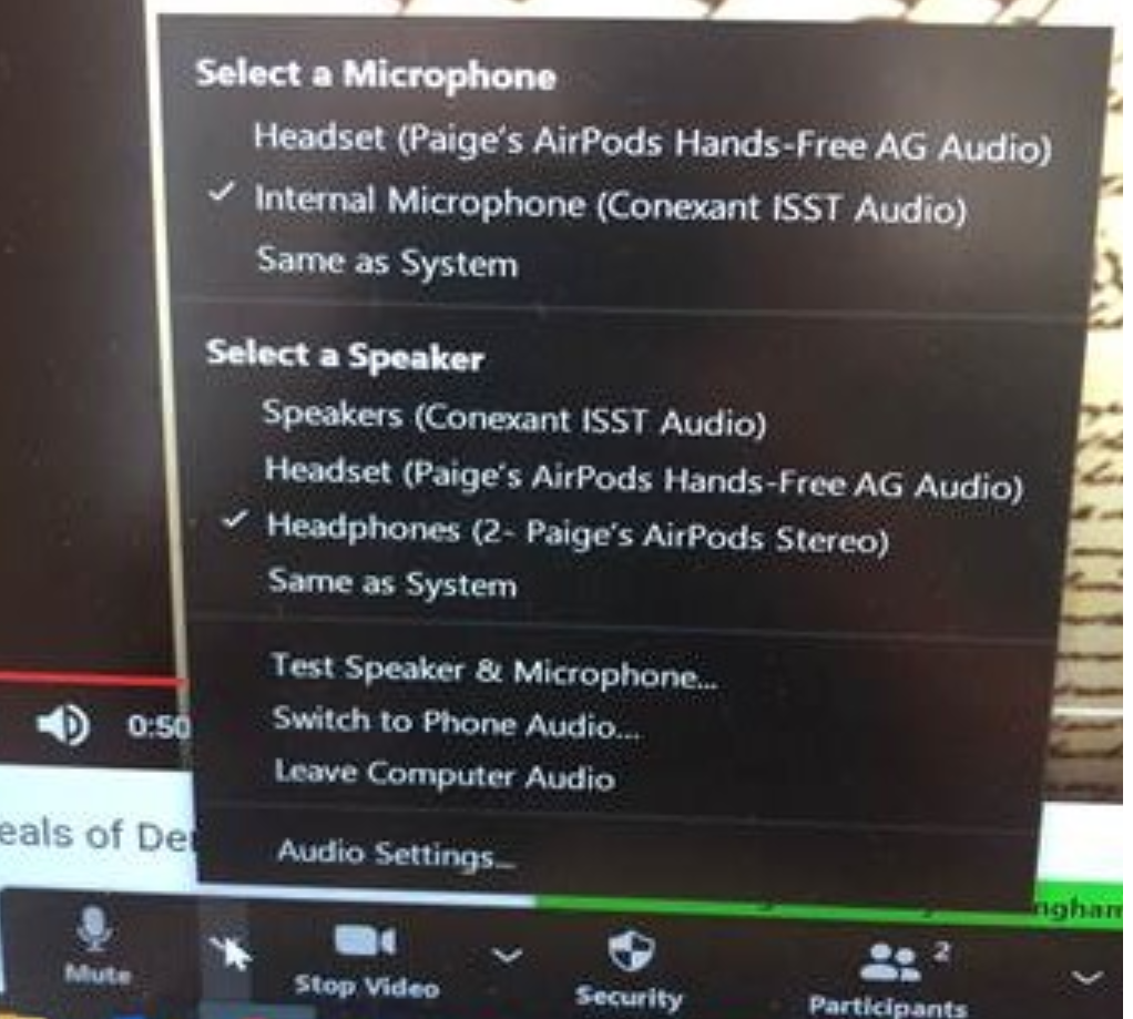 airpods with zoom on pc